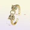 Bangle Gold Ploated Metal armband Charm voor open armbanden Micro verhard zirkon Panther Dier Luxe ontwerpfeest 6019939