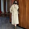 Femmes fourrure Faux Tweed revers épaissi chaud manteau femme 2023 hiver coréen double boutonnage tempérament ample couleur unie décontracté long 231115