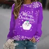 Sweats à capuche pour femmes Sweatshirts col rond à manches longues Joyeux Noël Père Noël coupé Chandails Femmes Lavande Sweat-shirt Polaire Chemise Veste 231115