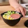 Tigelas de micro-ondas Ramen Tigela de macarrão instantâneo com tampas Sopa Arroz Tampa resistente ao desgaste Trigo Palha Salada Tabl