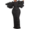 Ethnic Clothing African Dresses For Women Spring Autumn Long Sleeve Polyester Sequined Black Red Dress Maxi S-3XL