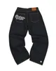 Mäns jeans skyddar Y2K Hip Hop Cross Star Print Jeans Gothic Retro Baggy Blue Black Men denim Pants Punk Straight Byxor Streetwear 231115