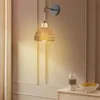 Wall Lamp Light Handmade Shade Rattan Sconce For Restaurant Entrance Reading