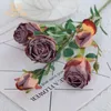 Dekorative Blumen Rose Blume High-End Single Branch 5-Kopf Retro Herbst Home Tisch Hochzeitsdekoration Pographie Requisiten Seide