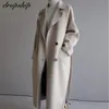 Women's Wool Blends Winter Beige Elegant Wool Blend Women Korean Fashion Black Long Coats Vintage Minimalist Woolen Overcoat Camel Oversize Outwear 231116