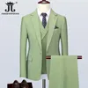 Męskie garnitury Blazers kurtki kamizelki s5xl luksusowy zielony garnitur biznesowy 3PCS Prom Banquet Party Groom Wedding Sukni