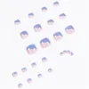 Faux Ongles Violet Toe Été Simple Porter Nail Art Motif Autocollants Amovibles 24 Pièces Avec De La Colle Pour Les Filles Couverture Complète