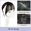 Menina real cabelo humano franja de ar para as mulheres 3d francês clipe em bang extensão do cabelo natural redução idade hairpieces 12 ll