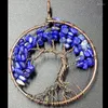 Pendant Necklaces 49mm Fashion Tree Of Life - Lapis Lazuli Labradorite Crystal Amazonite Howlite Wire Wrap Bead WFH319