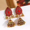 Dangle Earrings Vintage Blue Beads For Women Ethnic Gold Color Round Shape Tassel Ladies Wedding Jewelry Pendientes