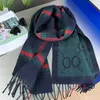 Klassiska kvinnor Sacrf Luxury Designer Double Letter Cashmere Winter Scarves PLAID Mönster grönt sjal Tasselkant Kvinna Långtyplängd 190 cm