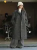 レディースウールブレンドハノレンジ冬の中国のカウホーンボタンウールコート女性ゆるい厚い重いコート女性黒い白い格子縞/温かい茶色のラクダ231116