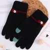 Cinq doigts gants automne et hiver mode fille Jacquard tricoté femmes laine chaude couleur unie fendu Finger1