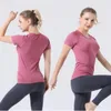 2023 Yoga LU-2.0 Swiftly Tech T-shirt de yoga à manches courtes sans couture pour femme Coupe ajustée Chemise de sport légère à séchage rapide Mèche en tricot Fitness Respirant LL