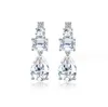 Superbes boucles d'oreilles pendantes bijoux de luxe en or blanc 18 carats goutte d'eau 5A zircon cubique moissanite diamant pierres précieuses fête dîner femmes mariage boucle d'oreille cadeau