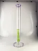 Pipas para fumar bong piruleta morada y detalles en verde fluorescente 2 percs en línea junta de 18 pulgadas y 18 mm con el mismo recipiente de color