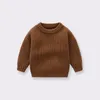 Pullover Baby Sweaters Autumn Winter Solid Color Sticked Tweater For Toddler Loose Round Neck Kids Outwear kläder 231115