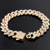 Chaîne Printemps Boucle 14MM Cubain Chaîne Bracelet Hommes et Femmes Pendentif 2 Drainage Diamant Prong Bracelet Cubain Hip Hop Glace Bijoux 231116