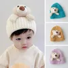 Berets Kids' Knitted Hat Plush Doll Bear Woolen Cap Little Autumn Winter Thickened Warm Baby Cute Outdoor Accessories