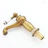 Rubinetti per lavandino del bagno Rubinetto classico conciso Rubinetti per acqua monocomando per lavabo in ottone con finitura bronzo antico