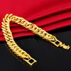 Bangle 12MM 24K Pure Gold Color Bracelets for Men Women Chain Bracelet Bangles Wristband African Gold Jewelry 231116