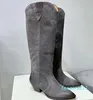 Designerskie buty damskie Denvee buty marant zamszowe kolan wysoki moda Paris Perfect Denvee Boots Oryginalne prawdziwe skórzane zdjęcia