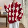 Men's Sweaters Knit Sweater Men Oversized Pull Homme Male Knitted Pullover Jumper Harajuku Casual Streetwear Diamond