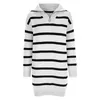 Women s Fur Faux Womens Casual Striped Sweater Dress Half Zip V Neck Knitted Long Sleeve Loose Mini Ropa De Mujer Winter Clothes Hoodie 231116