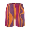 Pantalones cortos para hombres Traje de baño con estampado de armonía naranja y morado Traje de baño para la playa Troncos sueltos Transpirable Abstracto