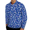 Men's Polos Christmas Snowflake Casual T-Shirts Men Blue And White Long Sleeve Polo Shirt Collar Aesthetic Autumn Custom 3XL 4XL 5XL