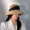 Brede rand hoeden 2023 lente vrouwen opvouwbare floppy emmer hoed mode sombrero panama hombre bowknot zon hoge kwaliteit zomer cap