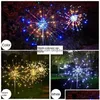 Trädgårdsdekorationer Trädgårdsdekorationer LED Solar Power Firework Lights Decoration Fairy Waterproof Outdoor Dandelion Lawn Lamp för Pati DHGDI