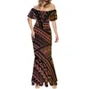 Casual Kleider HYCOOL Polynesian Traditionelle Tribal Frauen Rotes Kleid Rundhals Kurzarm Sexy Bankett Elegante Mode 2023 Rock