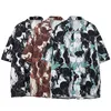 Camisas casuais de masculino Botão de grande porte da camisa dos homens imprimidos Blouse Blouse Fashion Rua Coreana Manga Curta Tops Clothing Masculino Plus