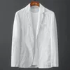 Costumes pour hommes Blazers hommes Blazer veste printemps été solide mince décontracté affaires mince respirant blanc coton lin costume manteau mâle 231115