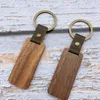 Personalized Leather Keychain Pendant Beech Wood Carving Keychains Luggage Decoration Key Ring DIY Thanksgiving Father's Day Gift LL