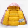 Daunenmantel 2021 Kinder Winterjacke für Kinder Mädchen Sier Gold Jungen Lässige Kapuzenmäntel Babykleidung Outwear Kid Parka Jacken Schnee Dh9Qv