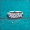 Cluster Rings Cluster Rings Passed Diamond Test 925 Sterling Sier Ring Women Emerald Cut Baguette Moissanite Plated Pt950 Engagement L Dhmjy