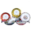 Plates Chinese Ramen Deep Plate Jingdezhen Ceramic Enamel Porcelain Dinner Kitchen Homeware Salad Mix Decoration Saucer