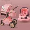 Poussettes # Luxe bébé poussette 3 en 1 haut paysage bébé panier peut s'asseoir peut s'allonger poussette portable bébé berceau porte-bébé livraison gratuite Q231117