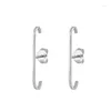 Stud Earrings Fashion Single Row Crystal Zircon Geometric For Women Ear Hook Clip Statement Piercing Jewelry