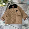New cotton toddler jacket kids designer clothes Size 110-160 Diamond pattern boy overcoat Checkered lining girl coat Nov15