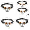 Charme Pulseiras Natural Preto Lava Pedra Tigres Olho Lotus Pulseira Vaolcano Aromaterapia Difusor de Óleo Essencial para Mulheres Yoga Jóias Dh8uv