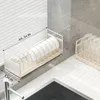 Kök lagring mesa dubbel lager arrangör multifunktionell skål dränering akrylmaterial rack dränering vatten platta korgar