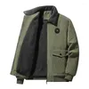 Chaquetas para hombres 2023 Otoño e invierno Cálido Lana Chaqueta gruesa Abrigo Moda Cuello de felpa Pana Militar Casual