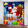 Curtain 2023 Merry Christmas Red Snowman Santa Claus Thin Shading 2 Panels For Bedroom Living Room Home Hook Decor