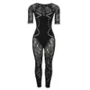 2023 Autumn Women's Jumpsuit New Sexy Hollow Out Knitted Hook Flower High Waist Tight OnePiece Pants Bodysuit Jumpsuits Rompers