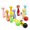 Bowling 13 pièces ensemble en bois 10 broches 3 balles jeu d'animaux pour enfants XXUF 231115