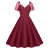 Casual jurken Dames Mesh Splicing Retro-jurk met voor dames Prom Formele dames korte avond