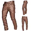 Pantalons pour hommes Personnalité Texture en forme de cuir Costume de travail Poches Mode